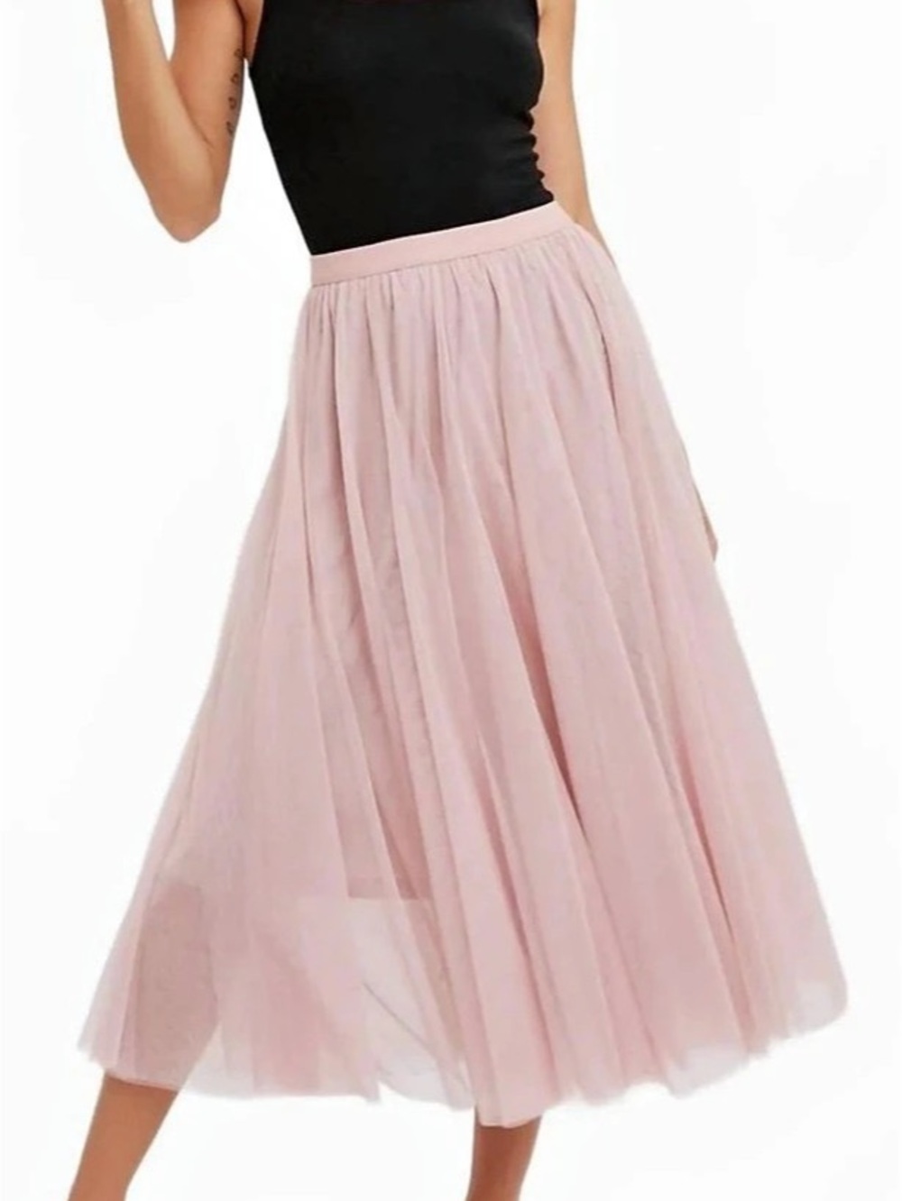 Bluivy Tulle Midi Skirt in Pink